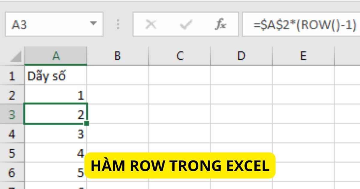 dùng hàm row để đánh số thứ tự trong excel