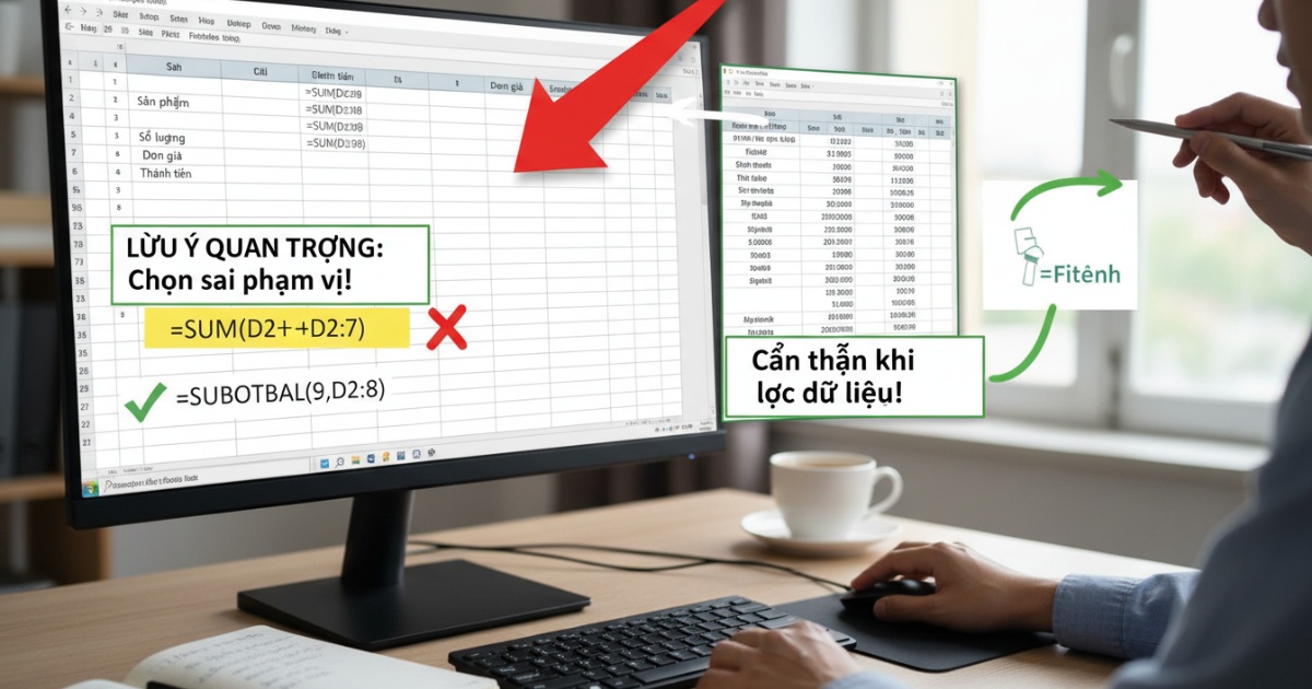 Những lưu ý quan trọng khi thực hiện tính tổng cột trong Excel