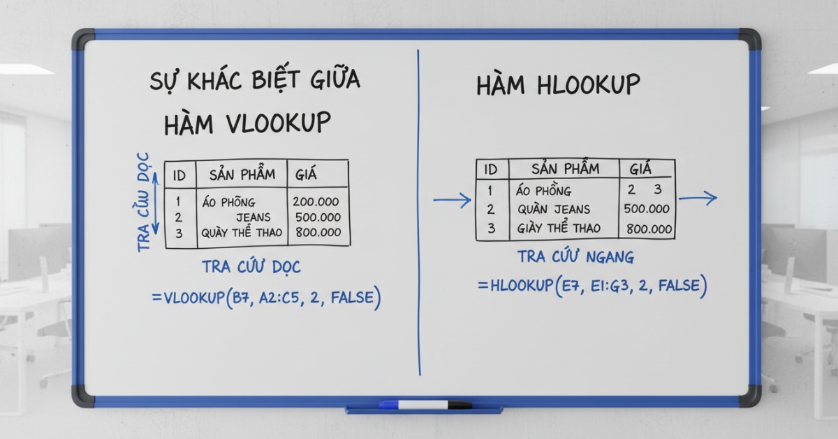 Sự khác biệt giữa hàm VLOOKUP và hàm HLOOKUP