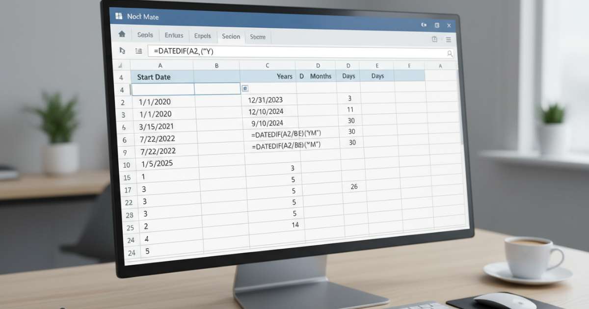 Cách dùng hàm DATEDIF để tính khoảng cách thời gian chi tiết